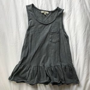 Gray Anthropologie Tank Top with Ruffle